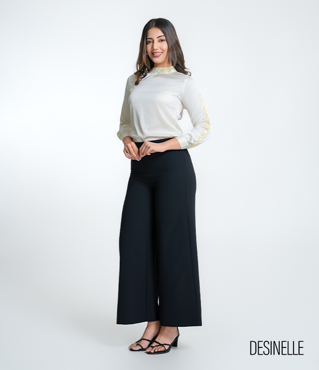 Flared-Leg Black Pant