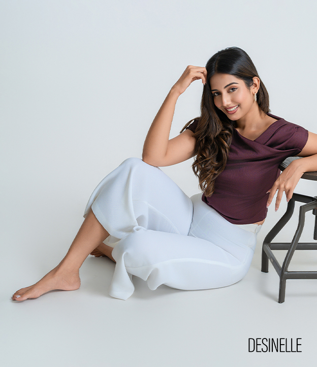 Off-Shoulder Draped Blouse - Dark Violet