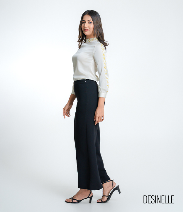 Flared-Leg Black Pant