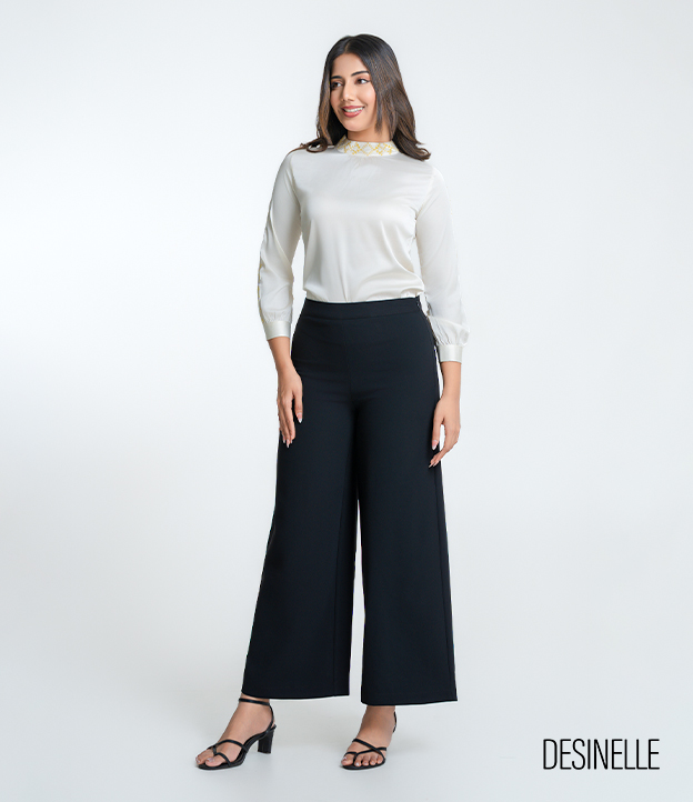 Flared-Leg Black Pant